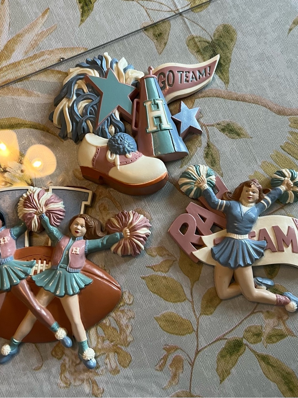Home Interiors Cheerleader Wall Accent Set - Blue, Pink & Cream